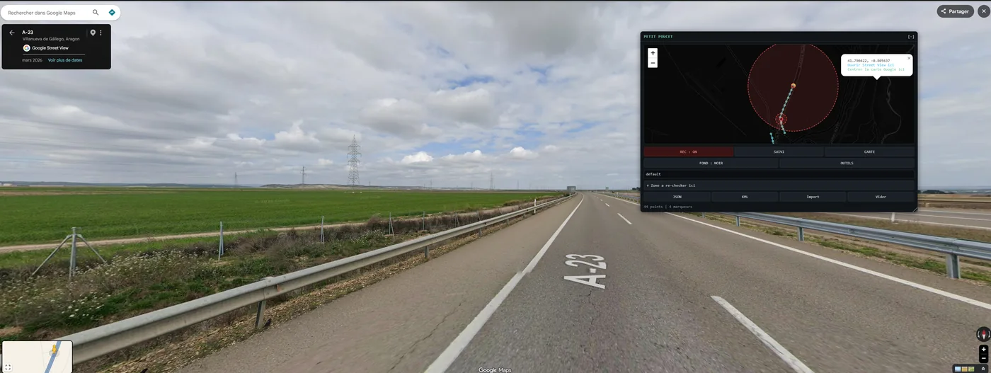 Panneau Petit Poucet actif dans Google Street View